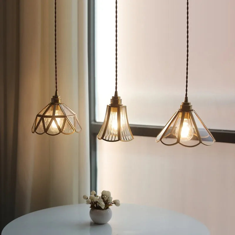 Retro Brass Glass Pendant Light