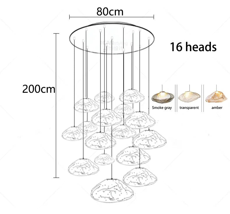 Modern Luxury LED Staircase Chandelier — Dimmable Multi-Head Pendant Light