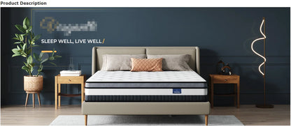 Vesgantti 12 Inch Innerspring Multilayer Hybrid Mattress with Memory Foam and Pocket Spring Mattress Medium Firm Feel