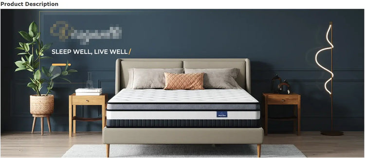 Vesgantti 12" Hybrid Mattress – Memory Foam & Pocket Spring for Medium Firm Comfort