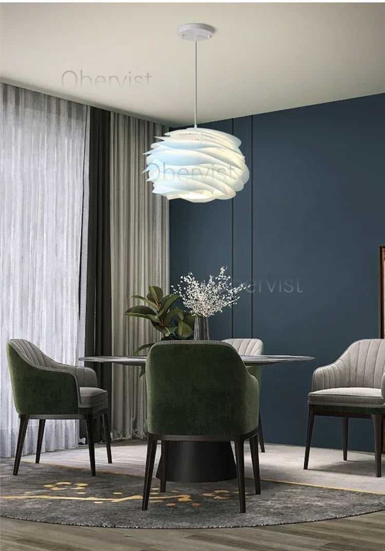 White Rose Petal Pendant Light — Nordic Sculptural Chandelier Jonine&