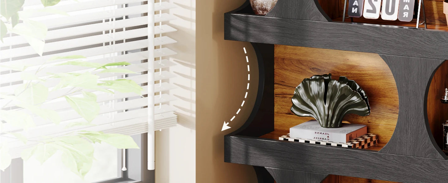 Curves That Work — Tribesigns 71" Tall S-Shaped Bookcase & Display Shelving