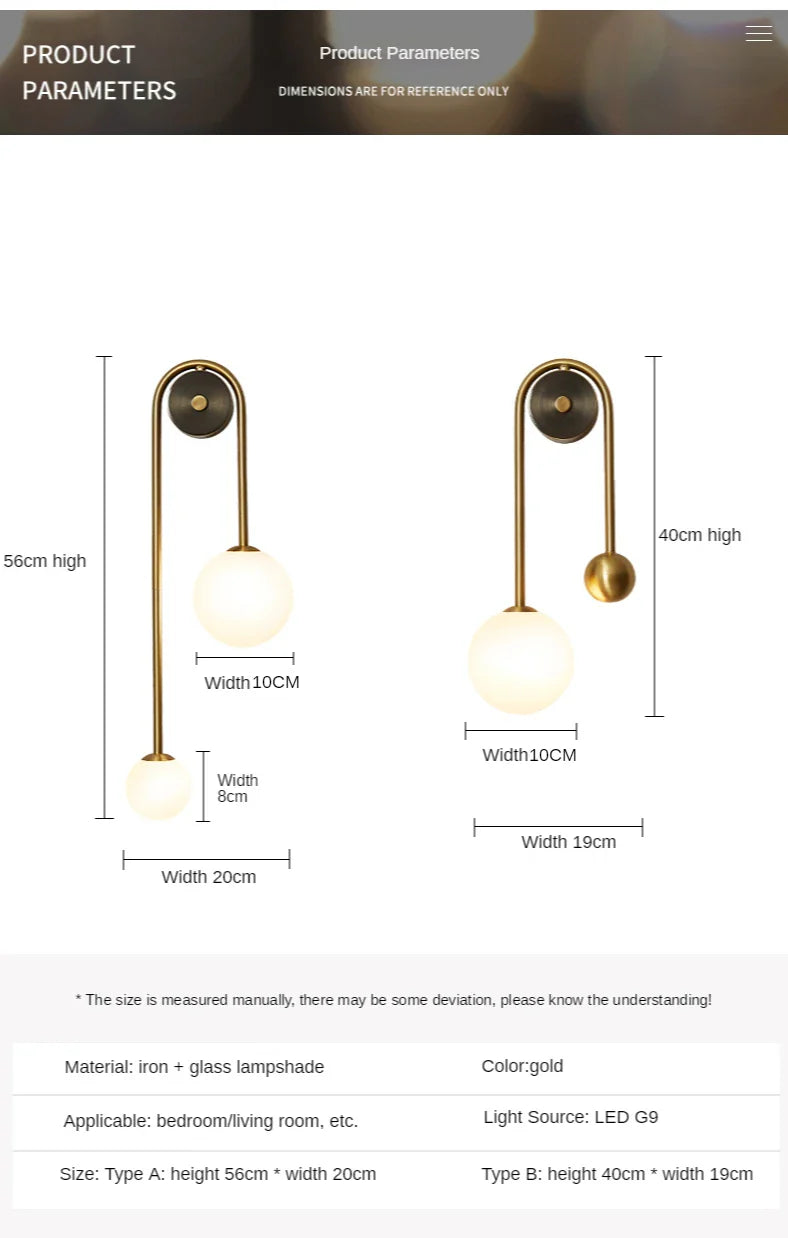 The Warm Detail — Gold Glass Ball Wall Sconce