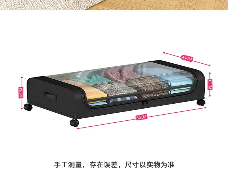 Under-Bed Rolling Storage Organizer with Wheels — Dust-Proof Drawer