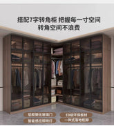 Glass light luxury corner cloakroom wardrobe Double clothes closet cabinets and wardrobes Cabinet dressing clothe home furniture Jonine&