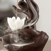 Purple Sand Backflow Incense Burner for Reflux Cone Incense Ceramic Bergamot Lotus OUD Incense Stick Holder Zen Home Decor