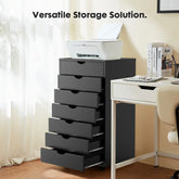 JHK 7 Drawer Chest Dressers Nightstand Storage Cabinet Wooden File Office Mobile Cabinet Wheels Living Room Organizer Rolling Jonine&