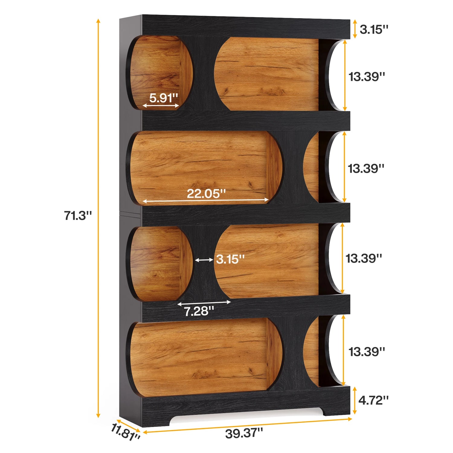 Tribesigns 71" Tall Bookcase, 4-Tier S-Shaped Bookshelf, Wood Decorative Storage Shelving, Modern Freestanding Display Shelves