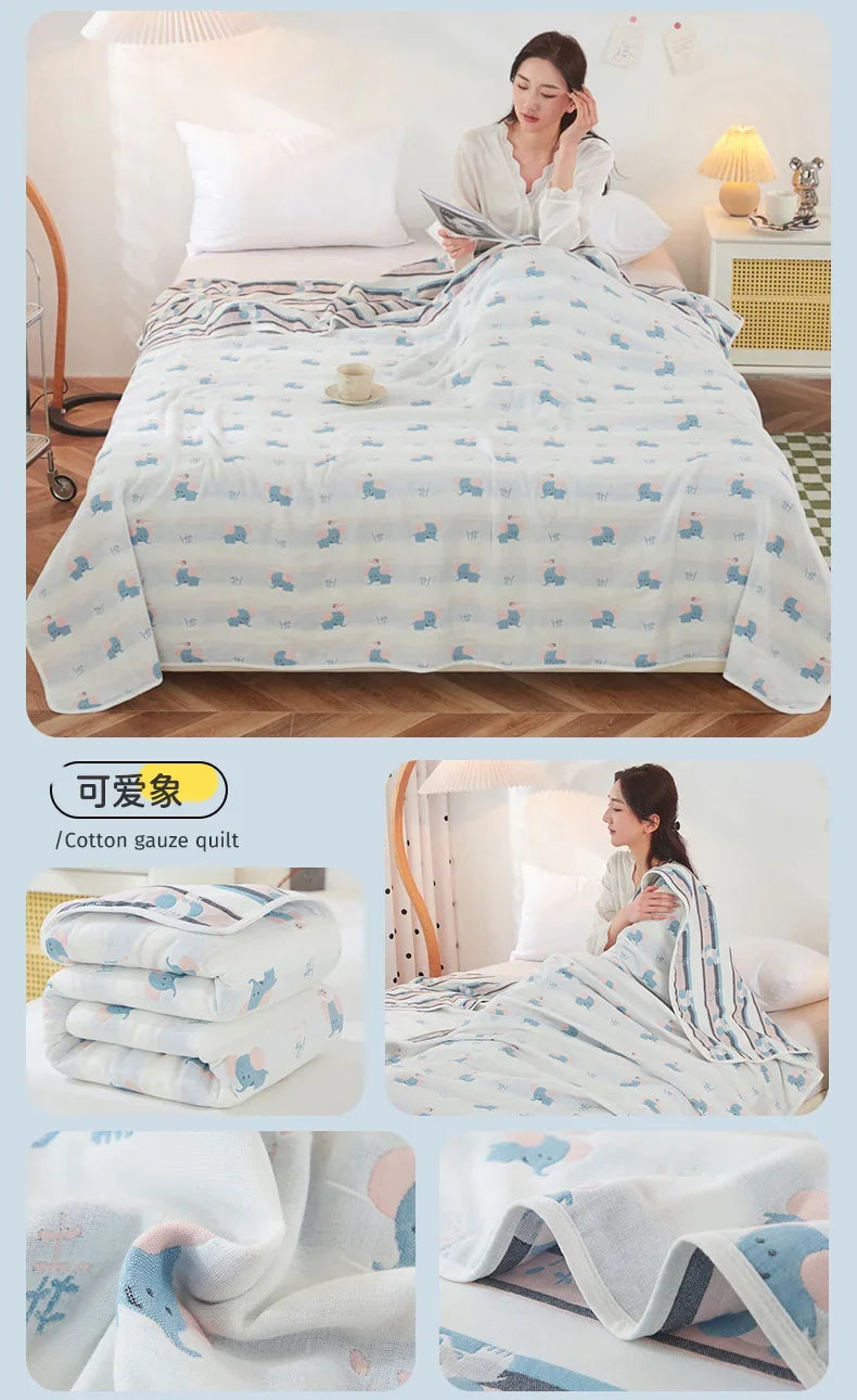 Cotton Gauze Summer Quilt — Plaid