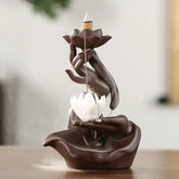 Purple Sand Backflow Incense Burner for Reflux Cone Incense Ceramic Bergamot Lotus OUD Incense Stick Holder Zen Home Decor