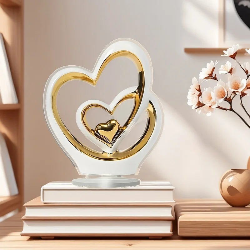 Heart-Shaped Ceramic & Enamel Luxury Home Accent Décor