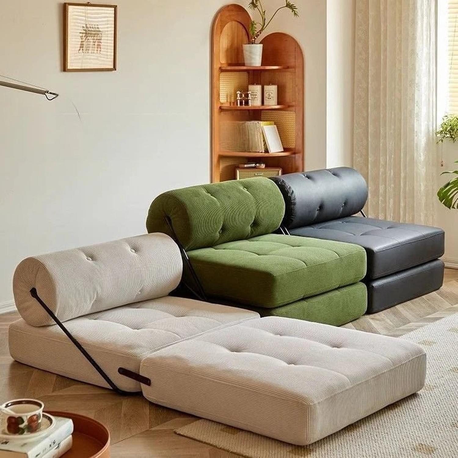 Foldable Nordic Sofa Bed — 1-Person Lazy Sofa for Bedroom &amp; Living Room