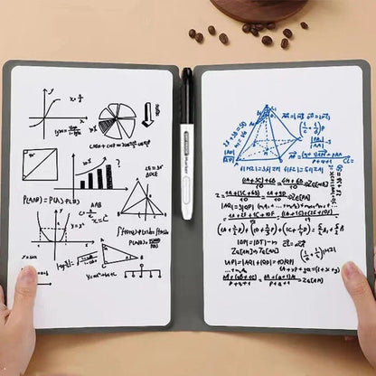 Write It, Wipe It, Repeat — Reusable Whiteboard Set with Blue Pen &amp; Eraser