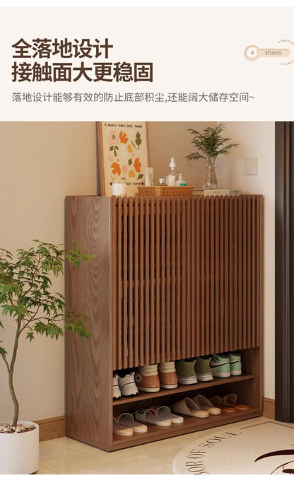 Vintage Luxury Wood Shoe Rack — Space-Saving Entryway Storage