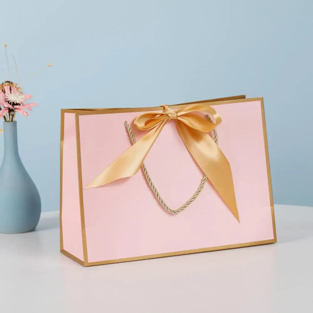 Bow Ribbon Paper Gift Bags with Handles