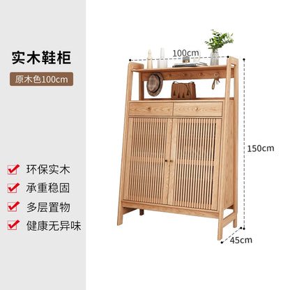 Vintage Luxury Wood Shoe Rack — Space-Saving Entryway Storage
