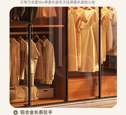 Modern Glass Wardrobe — L-Shaped Corner Closet with Luxury Storage
