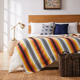 Mexican Handwoven Throw Blanket — Striped Tassel, 130×170cm