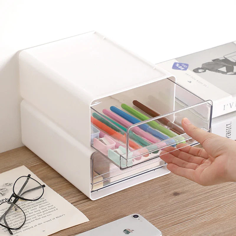 2/3pcs Office Table Clear Storage Boxes Drawer Type Office Workstation A4 File Organizer Storage Box Study Stack Storage Cabinet