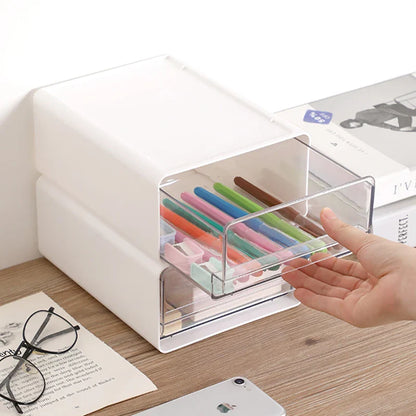 2/3pcs Office Table Clear Storage Boxes Drawer Type Office Workstation A4 File Organizer Storage Box Study Stack Storage Cabinet