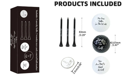 Novelty Golf Gift Set for Men — Balls, Tees & Ball Marker