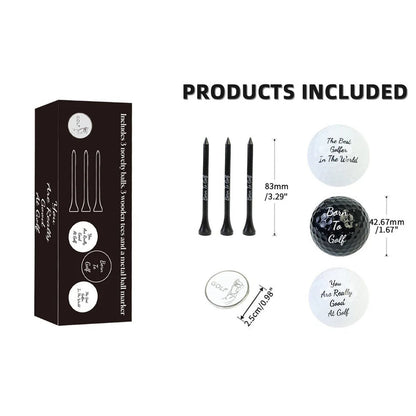 Novelty Golf Gift Set for Men — Balls, Tees &amp; Ball Marker