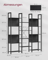 VASAGLE Bookshelf, 14 Shelves, Metal Rack for living room Study office Industrial Design Jonine&