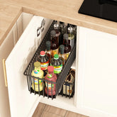 2Pcs Pull Out Cabinet Organizer Carbon Steel Slide Out Drawers Sliding Pantry Shelves For Kitchen Base Cabinet Organization Jonine&