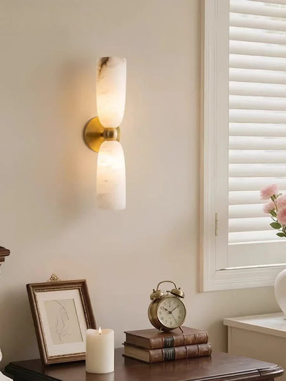 Alabaster Long Wall Sconce — Luxury Marble Wall Lamp for Bedroom & Living Room