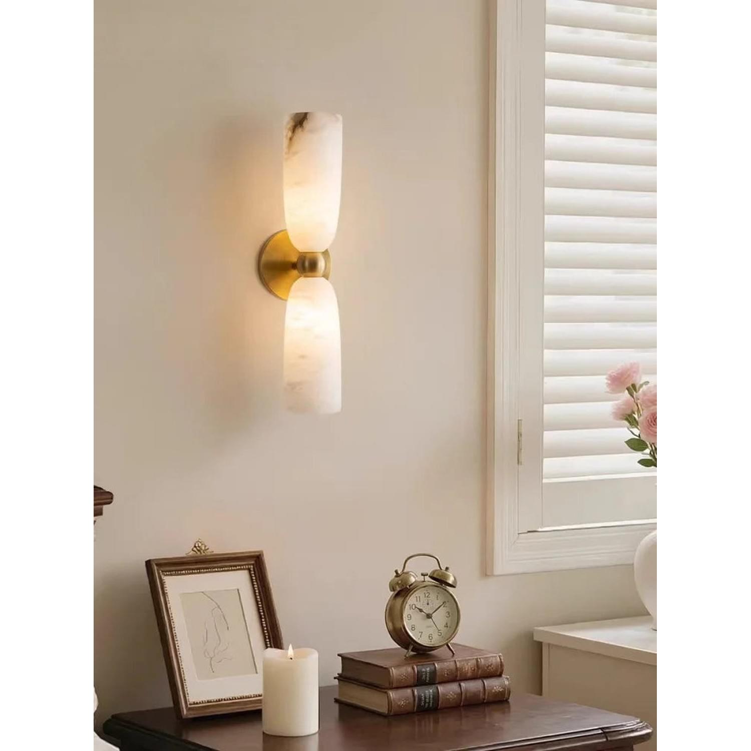 Alabaster Long Wall Sconce — Luxury Marble Wall Lamp for Bedroom &amp; Living Room