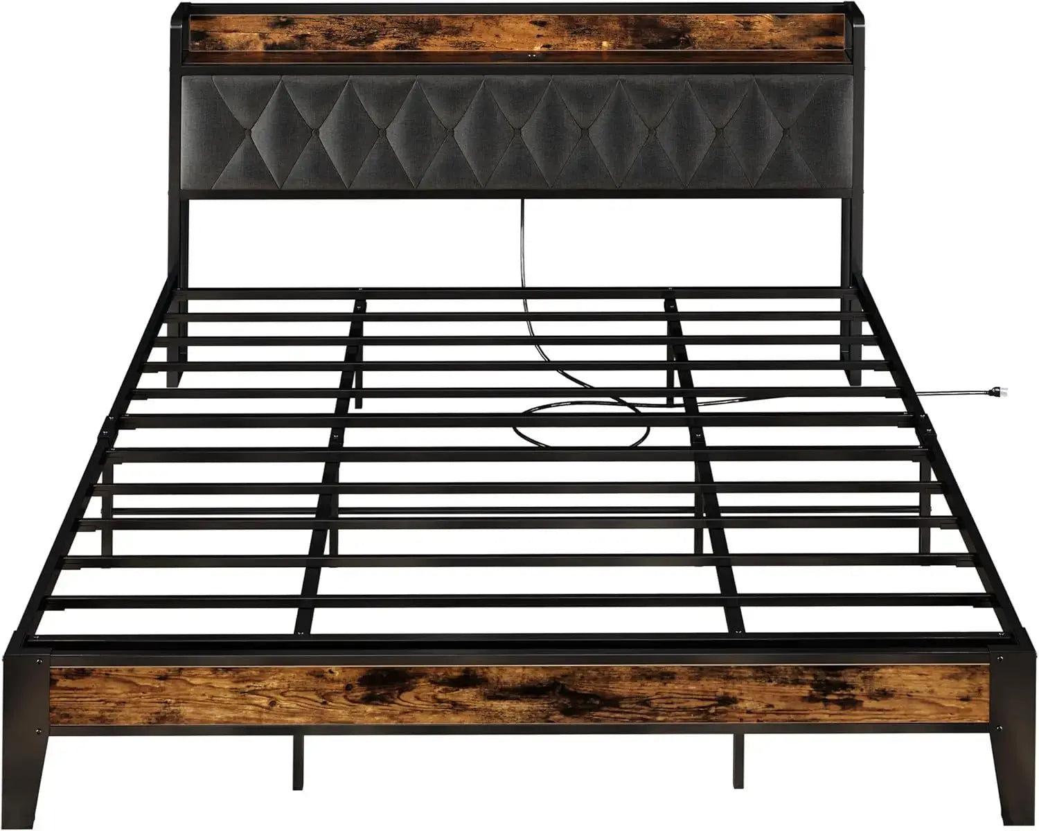ANCTOR Twin/TwinXL/Full/Queen/King/CaliforniaKing Bed Frames, Storage Headboard with Outlets, No Noise, No Box Springs Needed Jonine&