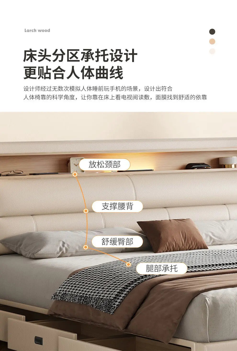 Luxury Multifunctional Bed Frame with Storage Headboard