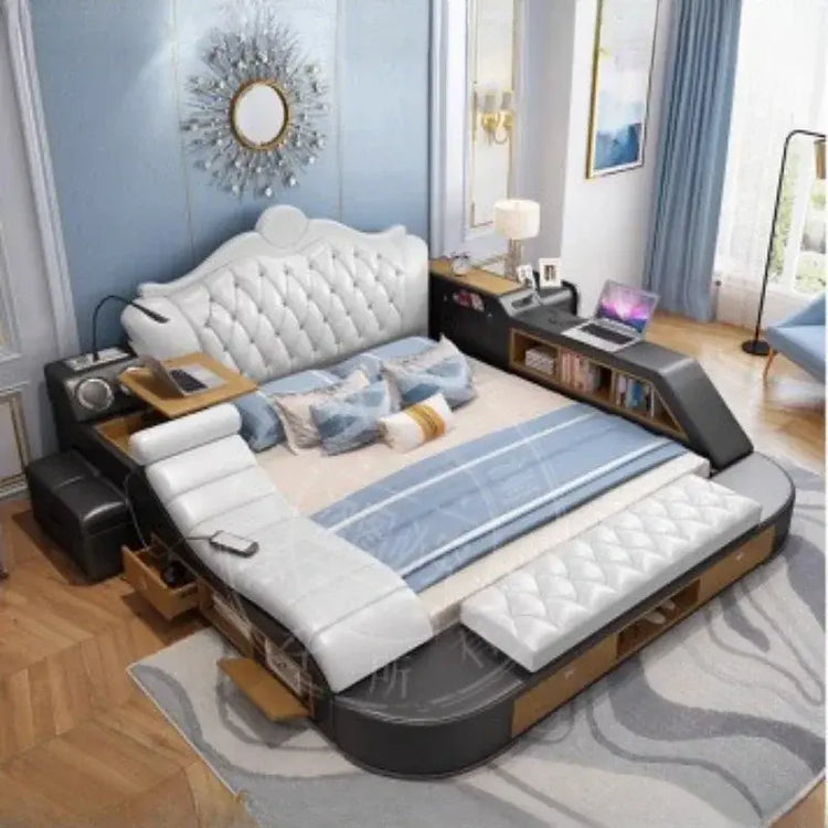 Headboard Storage Double Bed Queen Drawers King Size Smart Bed Luxury Princess Modern Letto Matrimoniale Bedroom Furniture Jonine&