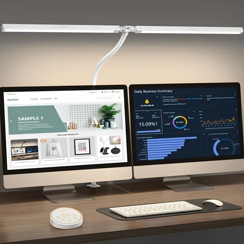 24W LED Desk Lamp — Eye-Care Dual Head with Remote Control