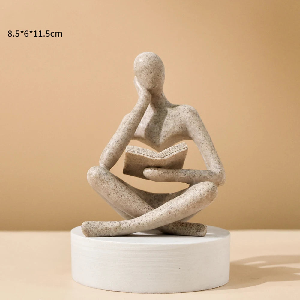 Abstract Thinker Sculpture — Modern Resin Figurine for Bookshelf & Desk Décor