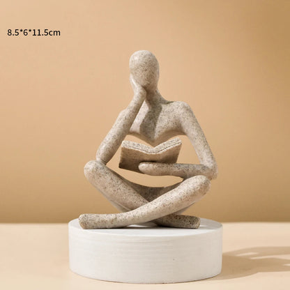 Abstract Thinker Sculpture — Modern Resin Figurine for Bookshelf & Desk Décor