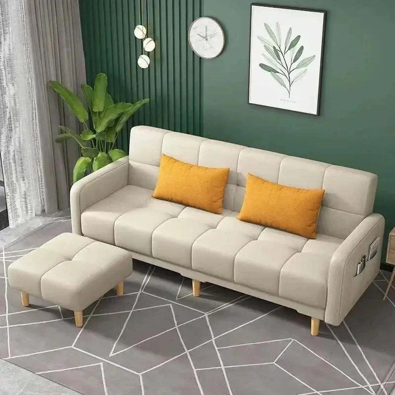 Sofa living room Small apartment rental room Folding sofa bed Single double bedroom Simple modern apartment Fabric sofa Jonine&