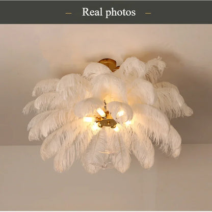 Soft Power — Nordic Ostrich Feather Chandelier for Bedroom & Living Room