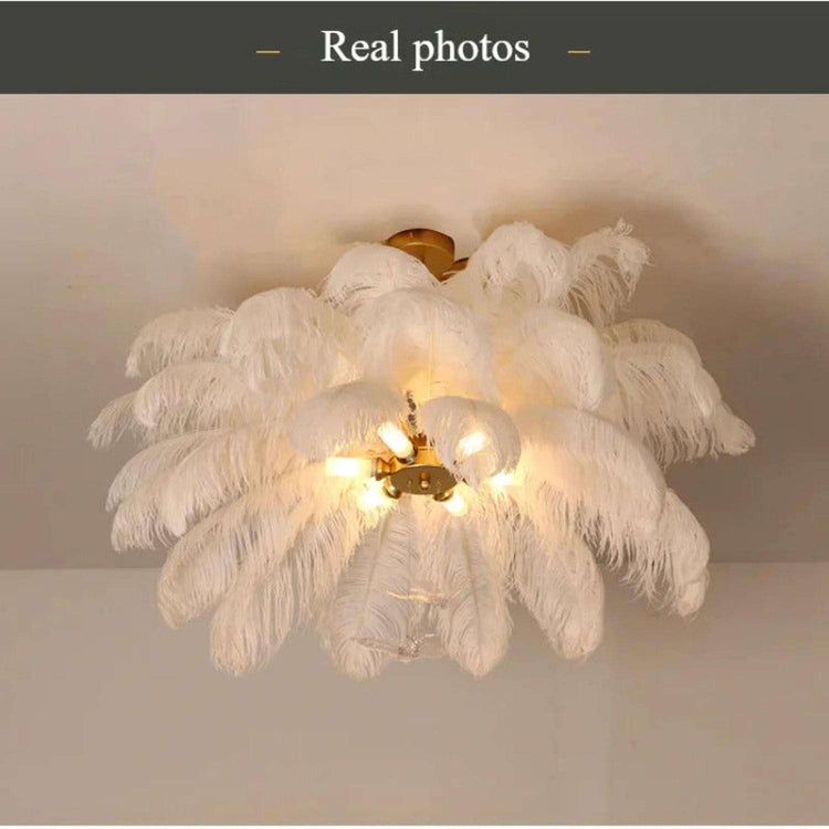 Soft Power — Nordic Ostrich Feather Chandelier for Bedroom & Living Room