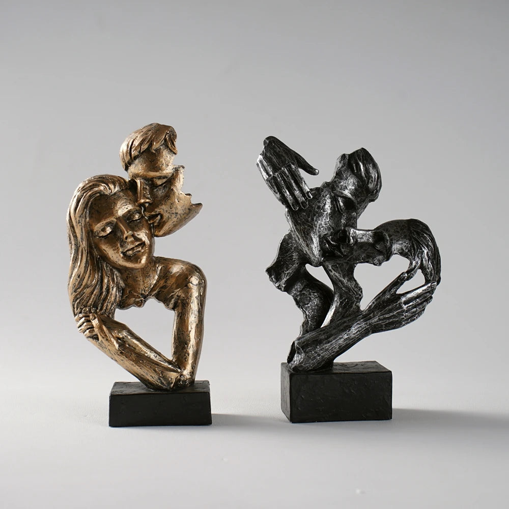 Vilead Couple Statue Lover Sculptures Tabletop Shelf Decor Anniversary Wedding Gift Home Interior Contemporary Mantel Bookshelf