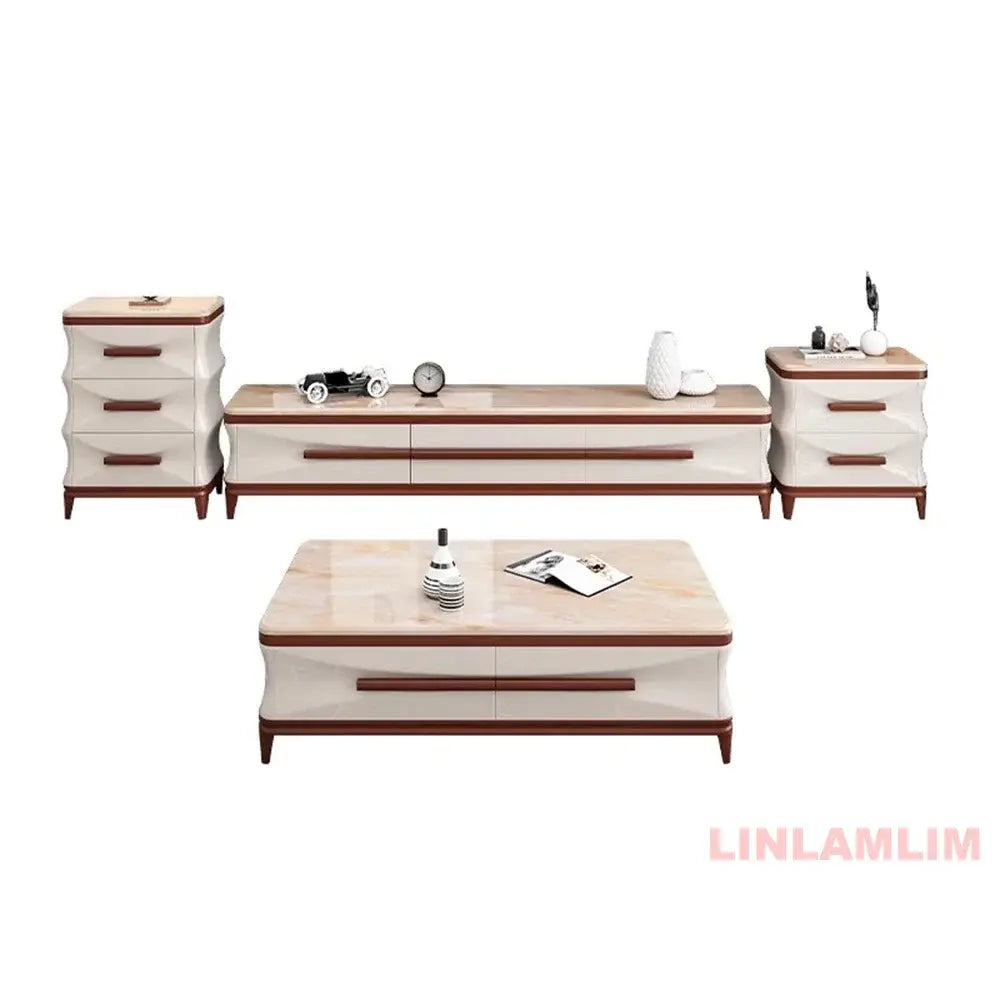 Linlamlim Luxury Living Room Set – Marble & Wood Accents