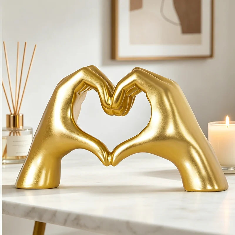 Heart Hand Love Sculpture — Nordic Luxury Desktop Decor