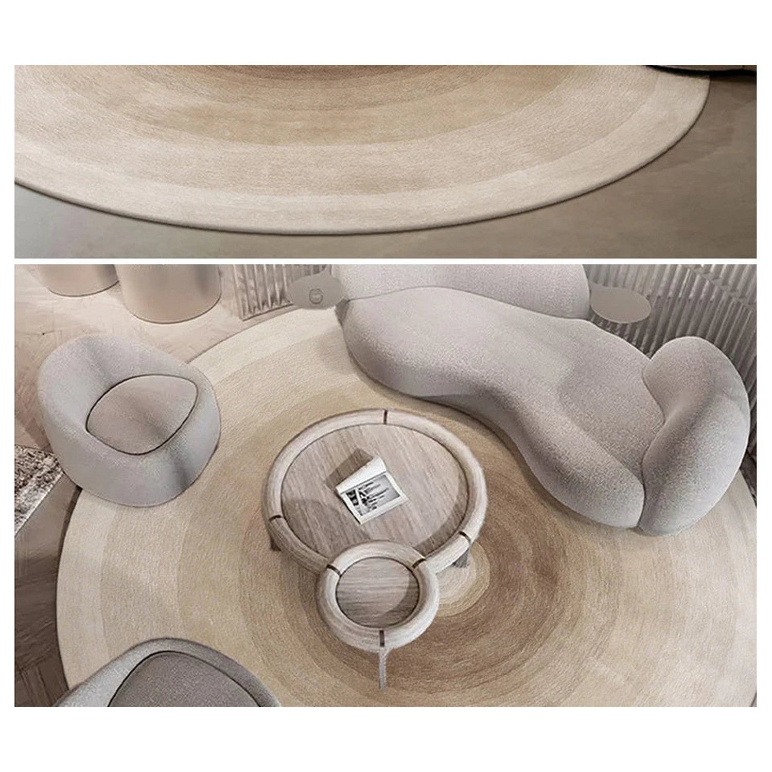 Round Gradient Area Rug — Machine Washable Non-Slip Floor Mat for Living Room &amp; Bedroom