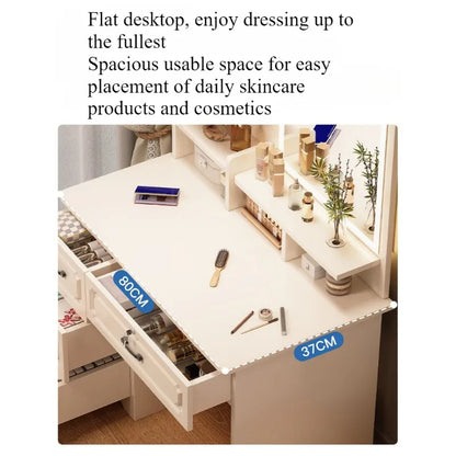Small Space, Big Ritual — Compact Dressing Table with Mirror & Storage