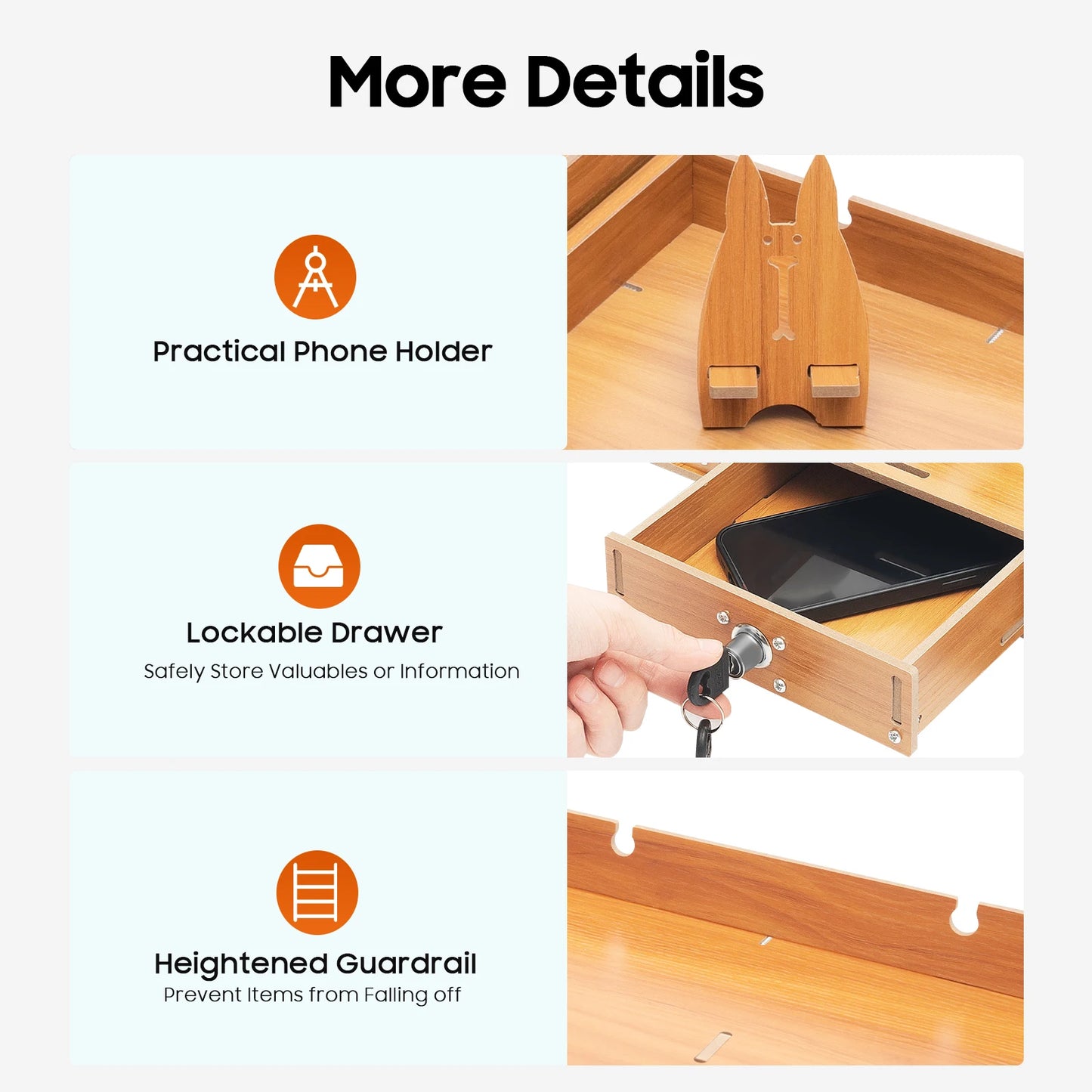 Lift, Store, Organise — Monitor Stand with Drawers, Key Hook & Phone Holder