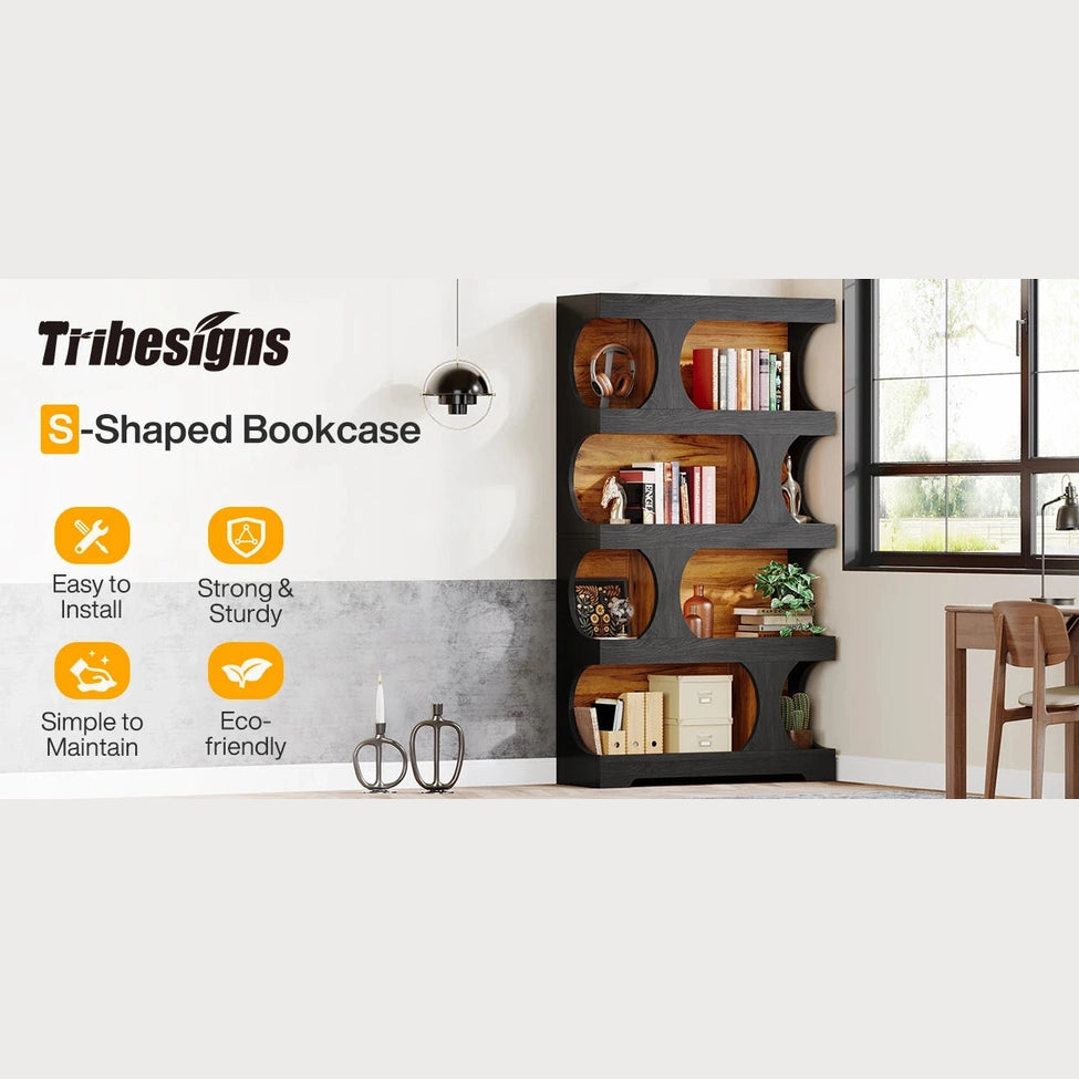 Stories on Display — Tribesigns 71" S-Shaped Bookcase