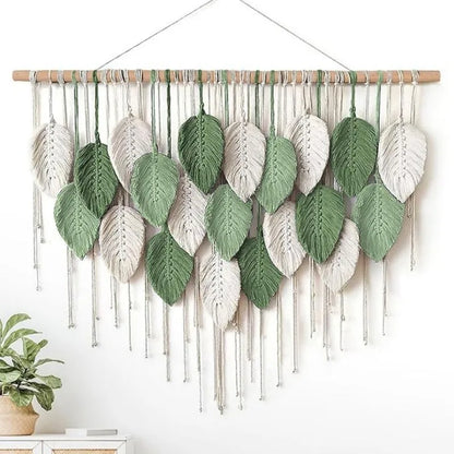 The Boho Wall — Macrame Leaf &amp; Feather Tapestry