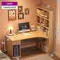 L-Shaped Corner Desk with Bookshelf — Dual Monitor & Home Office