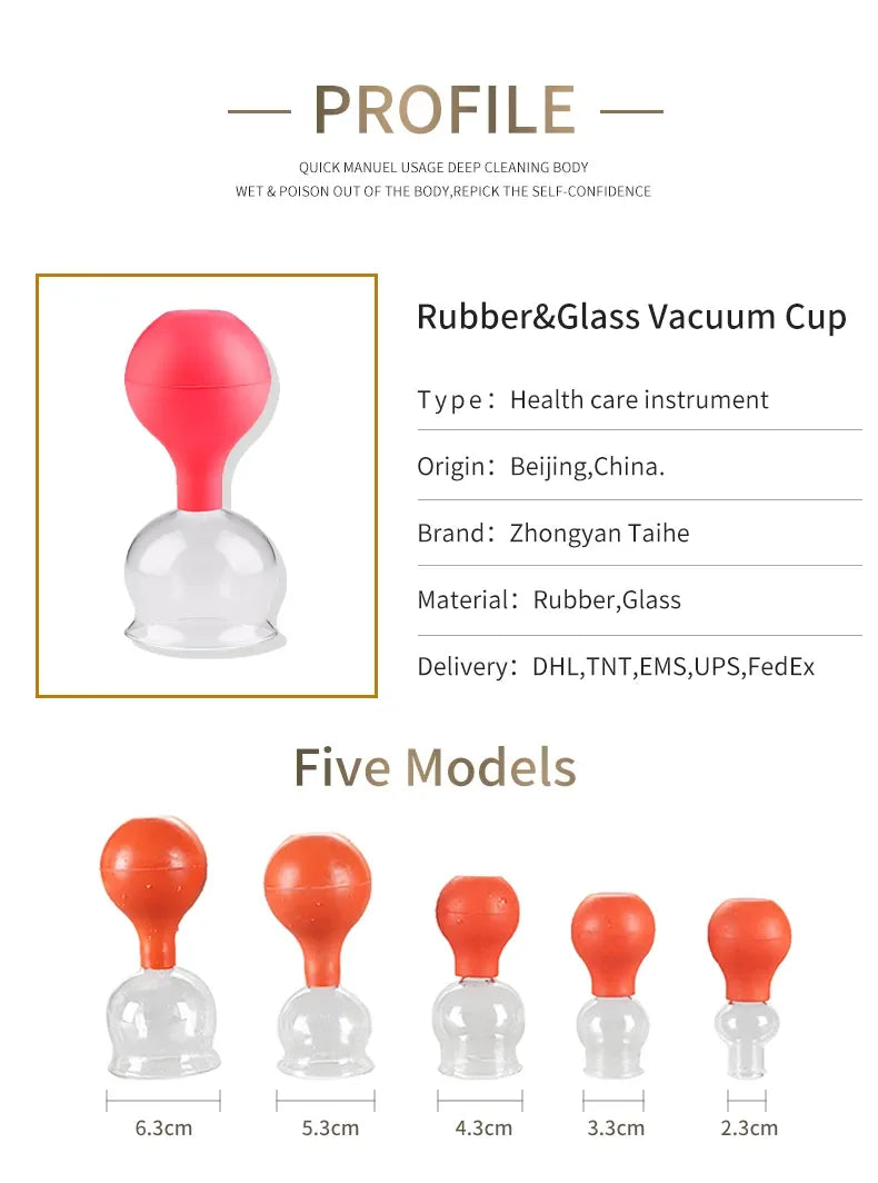 Rubber Vacuum Cupping Set – Glass Massage Jars for Health &amp; Body Therapy