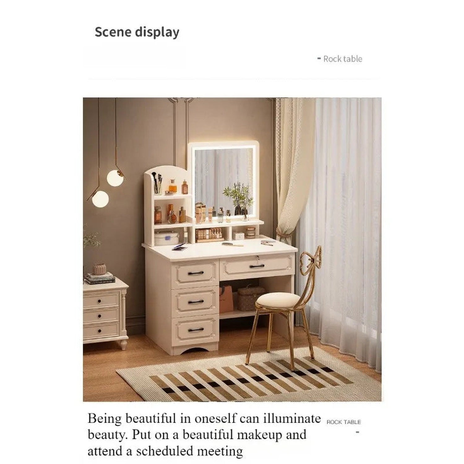 Small Space, Big Ritual — Compact Dressing Table with Mirror &amp; Storage